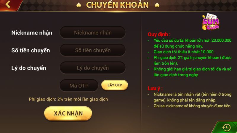 Chuyển tiền User