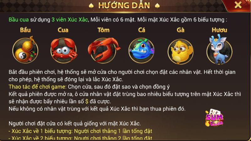 Hướng dẫn các bước bầu cua tại nhà cái Sumclub