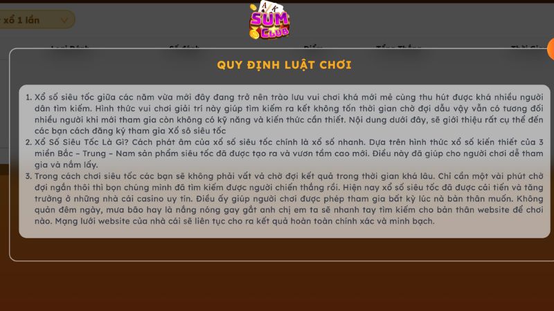 Hướng dẫn các bước chơi Lô Đề Siêu Tốc Sumclub