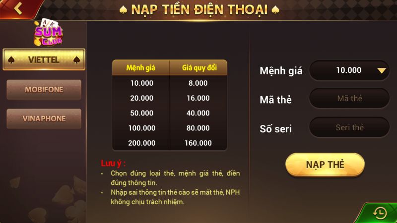 Nạp thẻ điện thoại