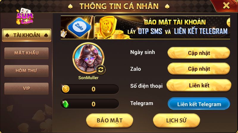 Tại sao người chơi cần phải cập nhật tài khoản Sumclub?