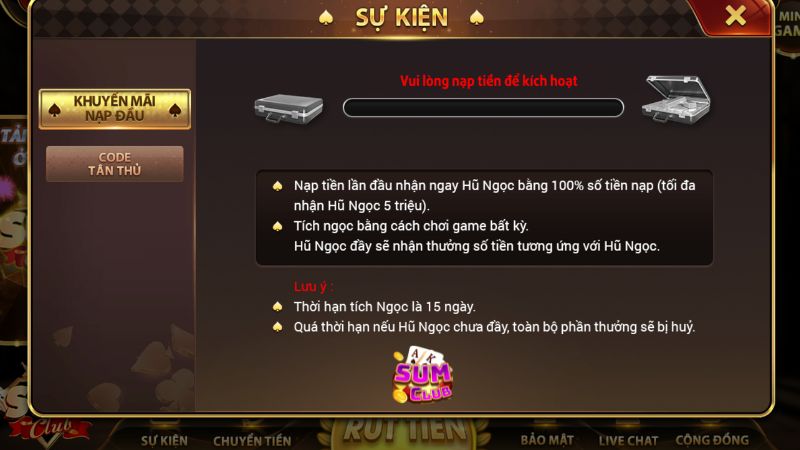 Tặng thưởng tài khoản mới